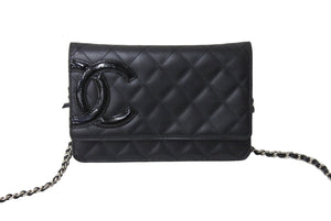 CHANEL シャネル カンボンライン A46646 チェーンウォレット ショルダー 16番台 2012年 ブラック シルバー金具 美品 中古 67288