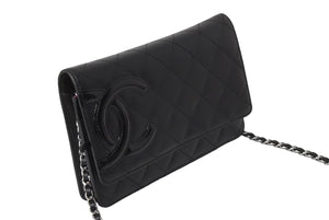 CHANEL シャネル カンボンライン A46646 チェーンウォレット ショルダー 16番台 2012年 ブラック シルバー金具 美品 中古 67288