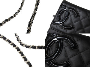 CHANEL シャネル カンボンライン A46646 チェーンウォレット ショルダー 16番台 2012年 ブラック シルバー金具 美品 中古 67288