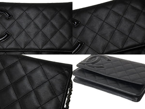 CHANEL シャネル カンボンライン A46646 チェーンウォレット ショルダー 16番台 2012年 ブラック シルバー金具 美品 中古 67288