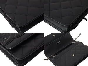 CHANEL シャネル カンボンライン A46646 チェーンウォレット ショルダー 16番台 2012年 ブラック シルバー金具 美品 中古 67288