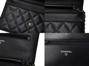 CHANEL シャネル カンボンライン A46646 チェーンウォレット ショルダー 16番台 2012年 ブラック シルバー金具 美品 中古 67288