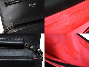 CHANEL シャネル カンボンライン A46646 チェーンウォレット ショルダー 16番台 2012年 ブラック シルバー金具 美品 中古 67288