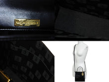 画像をギャラリービューアに読み込む, YVES SAINT LAURENT イヴ サンローラン ハンドバッグ 台形 YSL チャーム付き レザー ゴールド金具 ブラック 美品 中古ロゴ 67291 