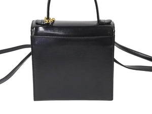 YVES SAINT LAURENT イヴ サンローラン ハンドバッグ 台形 YSL チャーム付き レザー ゴールド金具 ブラック 美品 中古ロゴ 67291 