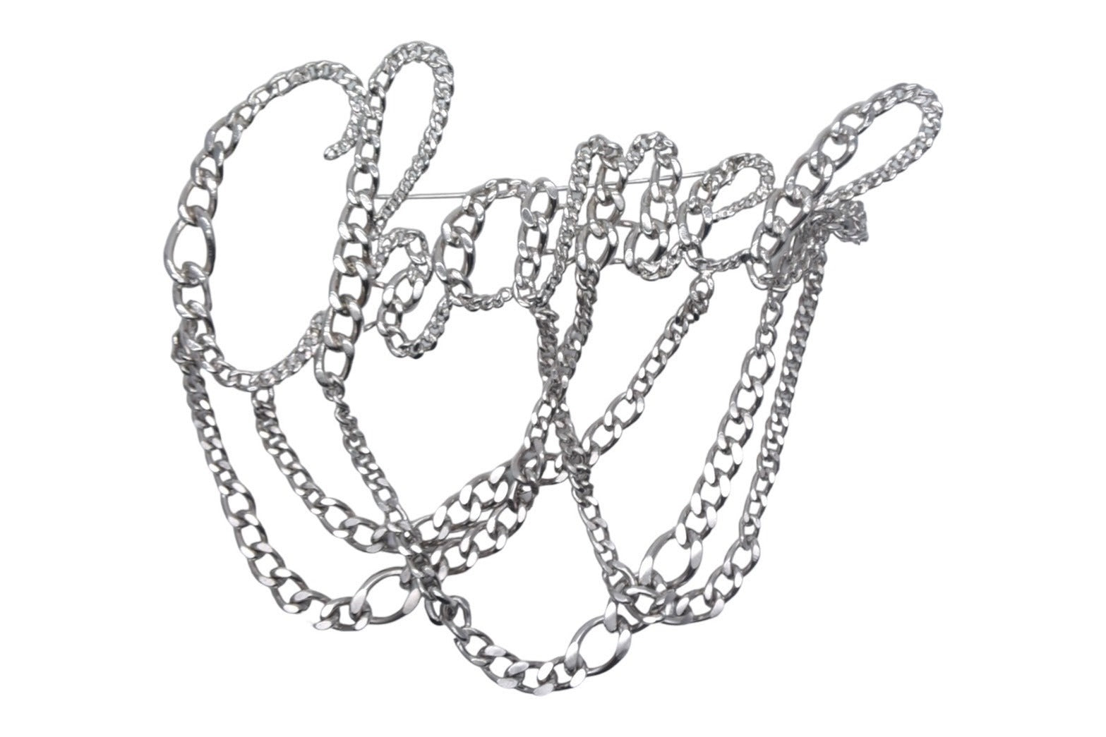 極美品 CHANEL シャネル ロゴ チェーン ブローチ 06P シルバー メタル 極美品 CHANEL シャネル ロゴ チェーン ブローチ 06P シルバー メタル
