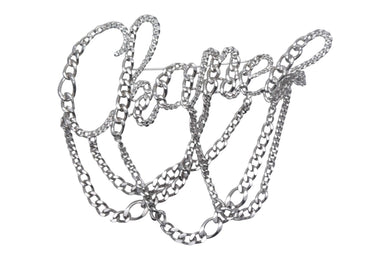 極美品 CHANEL シャネル ロゴ チェーン ブローチ 06P シルバー メタル ジュエリー アクセサリー 小物 シルバー金具 中古 67294