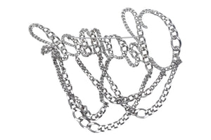 極美品 CHANEL シャネル ロゴ チェーン ブローチ 06P シルバー メタル ジュエリー アクセサリー 小物 シルバー金具 中古 67294