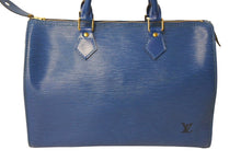 Load image into Gallery viewer, LOUIS VUITTON ルイヴィトン スピーディ30 エピ ミニボストンバッグ M43005 PVC レザー ブルー ゴールド金具 美品 中古 67295