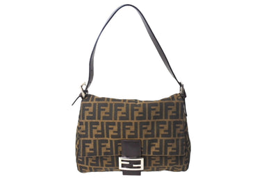 FENDI フェンディ ズッカ柄 マンマバケット縦長ワンショルダーバッグ ブラウン 美品 中古 67297 