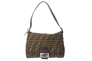 FENDI フェンディ ズッカ柄 マンマバケット縦長ワンショルダーバッグ ブラウン 美品 中古 67297 