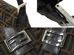 FENDI フェンディ ズッカ柄 マンマバケット縦長ワンショルダーバッグ ブラウン 美品 中古 67297 