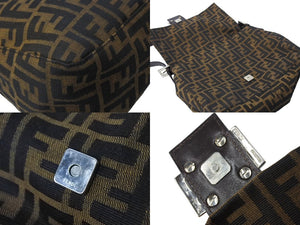 FENDI フェンディ ズッカ柄 マンマバケット縦長ワンショルダーバッグ ブラウン 美品 中古 67297 