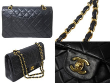 Load image into Gallery viewer, 極美品 CHANEL シャネル Wフラップ マトラッセ25 チェーンショルダーバッグ ラムスキン 2番台 ブラック ゴールド金具 中古 67298