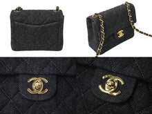 Load image into Gallery viewer, 極美品 CHANEL シャネル ミニマトラッセ チェーン ショルダー バッグ デニム ブラック A01115 5番台 ゴールド金具 中古 67300