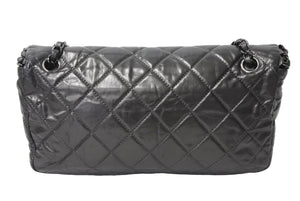 CHANEL シャネル マトラッセ チェーンアラウンド ショルダーバッグ 16番台 カーフスキン グレー ブラック金具 美品 中古 67301