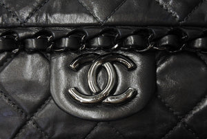 CHANEL シャネル マトラッセ チェーンアラウンド ショルダーバッグ 16番台 カーフスキン グレー ブラック金具 美品 中古 67301