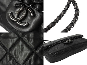 CHANEL シャネル マトラッセ チェーンアラウンド ショルダーバッグ 16番台 カーフスキン グレー ブラック金具 美品 中古 67301