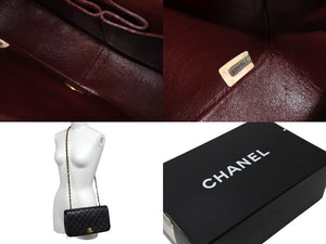 極美品 CHANEL シャネル マトラッセ フルフラップ ショルダーバッグ ココマーク 1番台 ラムスキン ブラック ゴールド金具 中古 67302