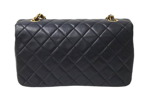 極美品 CHANEL シャネル マトラッセ フルフラップ ショルダーバッグ ココマーク 1番台 ラムスキン ブラック ゴールド金具 中古 67302
