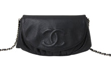 Load image into Gallery viewer, 極美品 CHANEL シャネル ショルダーバッグ ハーフムーンチェーンウォレット ココマーク 16番台 ブラック シルバー金具 中古 67304