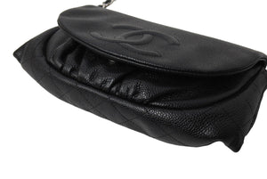 極美品 CHANEL シャネル ショルダーバッグ ハーフムーンチェーンウォレット ココマーク 16番台 ブラック シルバー金具 中古 67304