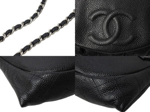 極美品 CHANEL シャネル ショルダーバッグ ハーフムーンチェーンウォレット ココマーク 16番台 ブラック シルバー金具 中古 67304