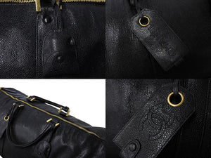 CHANEL シャネル ココマーク 2WAY ボストンバッグ ショルダーバッグ 3番台 キャビアスキン ブラック ゴールド金具 美品 中古 67305