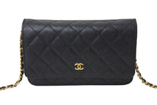 Load image into Gallery viewer, 極美品 CHANEL シャネル マトラッセ チェーンウォレット ショルダーバッグ 22番台 キャビアスキン ブラック ゴールド 中古 67306