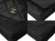 Load image into Gallery viewer, 極美品 CHANEL シャネル マトラッセ チェーンウォレット ショルダーバッグ 22番台 キャビアスキン ブラック ゴールド 中古 67306