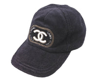 Load image into Gallery viewer, CHANEL シャネル キャップ 帽子 ココマーク 刺 イアンコナー ブラック パイル イタリア製 サイズL 美品 中古 67307