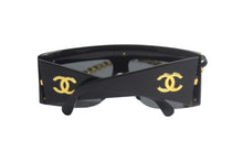 Load image into Gallery viewer, CHANEL シャネル チェーン付き レディガガ サングラス ココマーク レザー メタル ブラック 美品 中古 67313