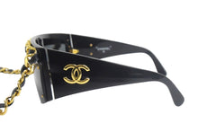 Load image into Gallery viewer, CHANEL シャネル チェーン付き レディガガ サングラス ココマーク レザー メタル ブラック 美品 中古 67313