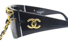 Load image into Gallery viewer, CHANEL シャネル チェーン付き レディガガ サングラス ココマーク レザー メタル ブラック 美品 中古 67313