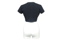 Load image into Gallery viewer, CHANEL シャネル 半袖Tシャツ チビT クロップド ココマーク フランス スパンデックス ナイロン ブラック サイズ42 美品 中古 67315