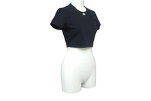 Load image into Gallery viewer, CHANEL シャネル 半袖Tシャツ チビT クロップド ココマーク フランス スパンデックス ナイロン ブラック サイズ42 美品 中古 67315