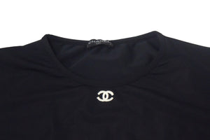 CHANEL シャネル 半袖Tシャツ チビT クロップド ココマーク フランス スパンデックス ナイロン ブラック サイズ42 美品 中古 67315
