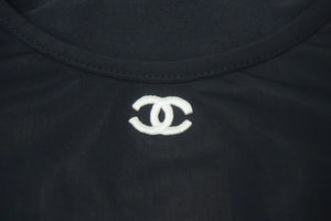 CHANEL シャネル 半袖Tシャツ チビT クロップド ココマーク フランス スパンデックス ナイロン ブラック サイズ42 美品 中古 67315