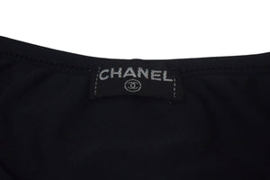 CHANEL シャネル 半袖Tシャツ チビT クロップド ココマーク フランス スパンデックス ナイロン ブラック サイズ42 美品 中古 67315