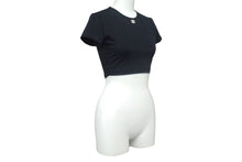 Load image into Gallery viewer, CHANEL シャネル 半袖Tシャツ チビT クロップド ココマーク フランス スパンデックス ナイロン ブラック サイズ38 美品 中古 67316