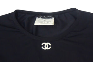 CHANEL シャネル 半袖Tシャツ チビT クロップド ココマーク フランス スパンデックス ナイロン ブラック サイズ38 美品 中古 67316