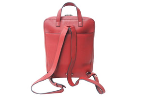 PRADA プラダ バックパック リュック VZ063T トライアングルロゴ レザー レッド 赤 美品 中古 67318 
