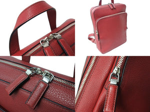 PRADA プラダ バックパック リュック VZ063T トライアングルロゴ レザー レッド 赤 美品 中古 67318 