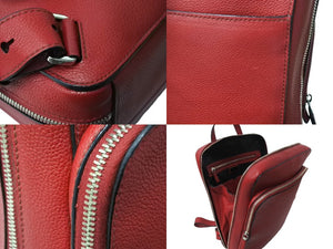 PRADA プラダ バックパック リュック VZ063T トライアングルロゴ レザー レッド 赤 美品 中古 67318 
