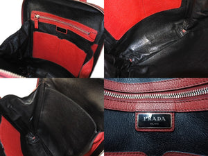 PRADA プラダ バックパック リュック VZ063T トライアングルロゴ レザー レッド 赤 美品 中古 67318 