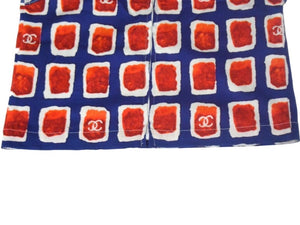 極美品 CHANEL シャネル ノースリーブ カットソー ココマーク P17269V09788 サイズ36 ブルー レッド 中古 67322