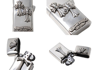 ChromeHearts クロムハーツ CHクロスタイニー ダブルクロス スリム ナロー ジッポ 115.8g シルバー925 美品 中古 67325