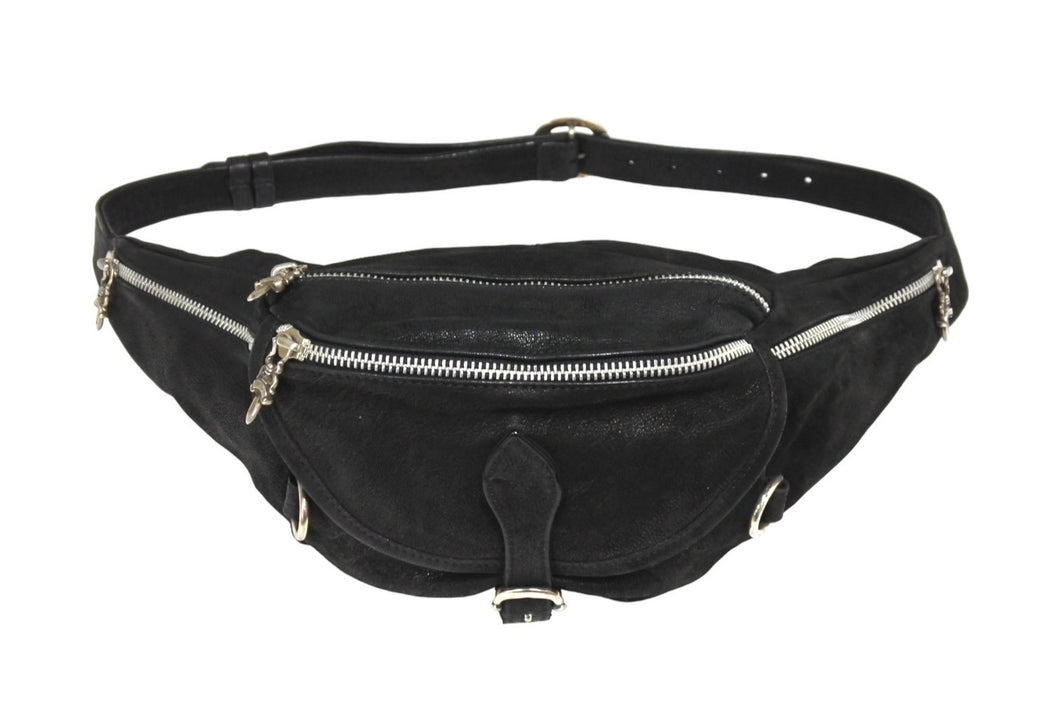 クロムハーツ ウエストバッグ SNAT スナットパック ラージ ボディバッグ ダガージップ デストロイレザー シルバー925 美品 中古 67327