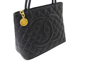 極美品 CHANEL シャネル 1804 復刻トートバッグ ハンドバッグ 7番台 グレインドカーフスキン ブラック シルバー金具 中古 67335