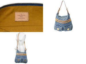 LOUIS VUITTON ルイ ヴィトン バギーGM ショルダーバッグ M95048 モノグラムデニム ブルー ベージュ 美品 中古 67338